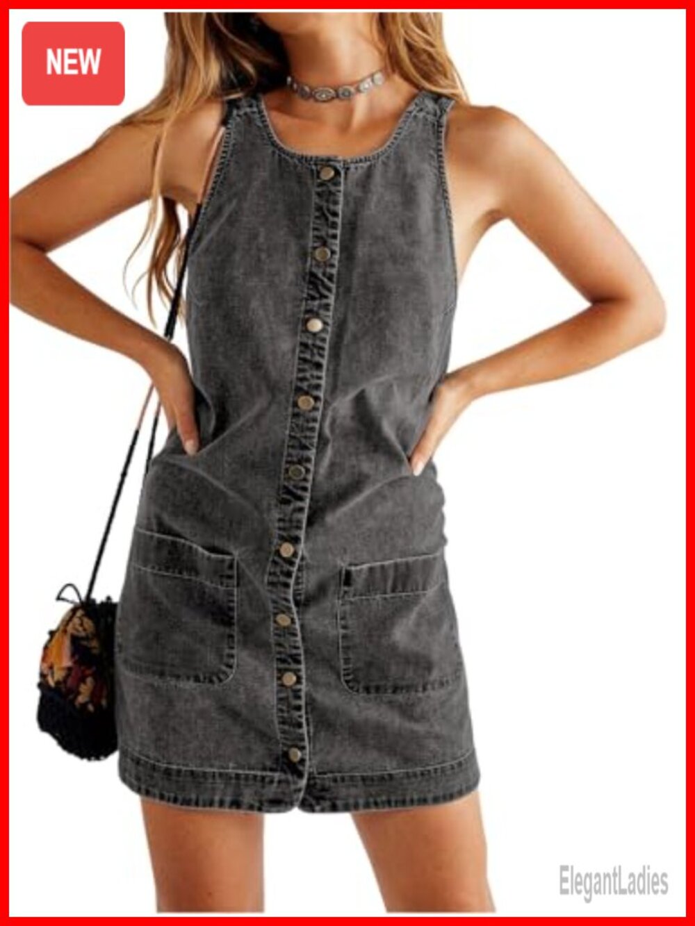 Yousify Womens Sleeveless Denim Dress Western Jean Overalls Dress